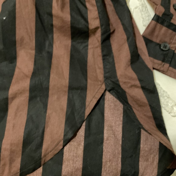NWT Viral aerie Black & chocolate brown Striped Button-Down good day Shirt XL - Picture 5 of 7